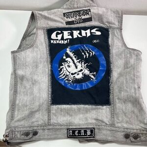 Levi's Denim Vest Jacket XL Operation Ivy Germs Return Punk Rock Patches